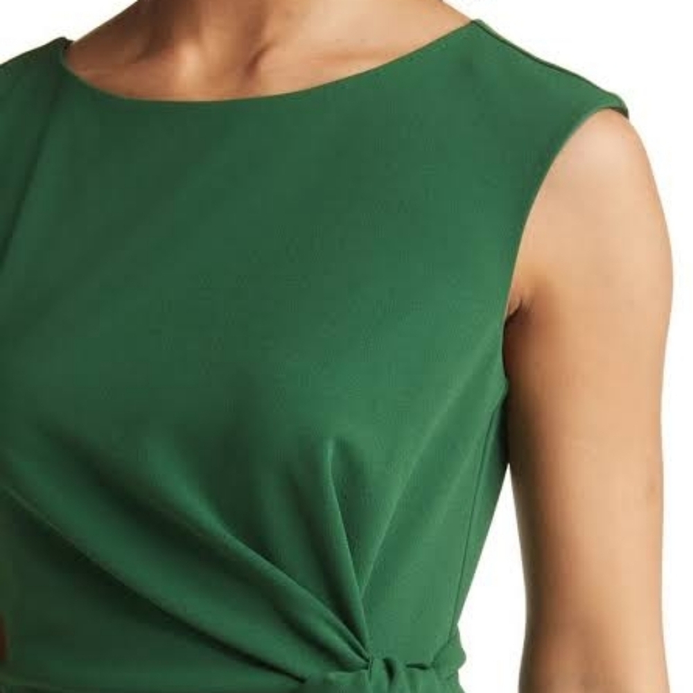 Tahari ASL  Rich Green Sheath With Decorative Front Sash - Picture 3 of 6